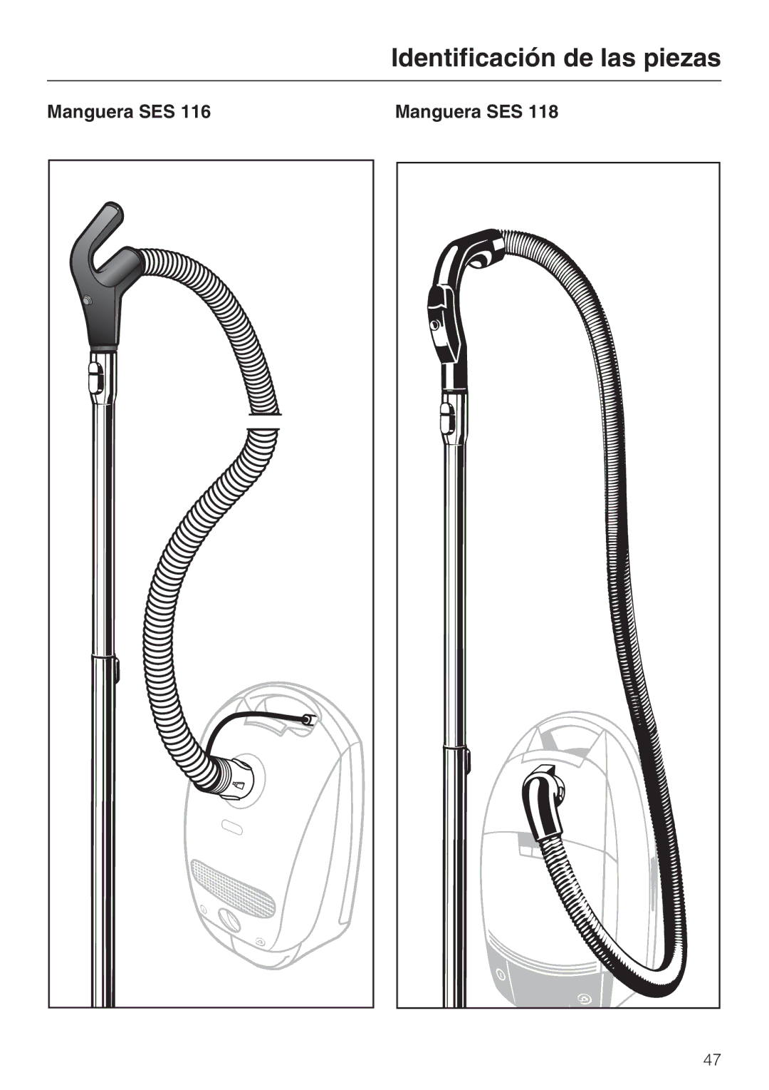 Miele 213-2, 217-3, 217-2 operating instructions Manguera SES 