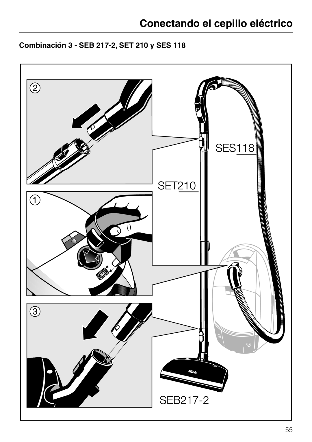 Miele 213-2, 217-3 operating instructions Combinación 3 SEB 217-2, SET 210 y SES 