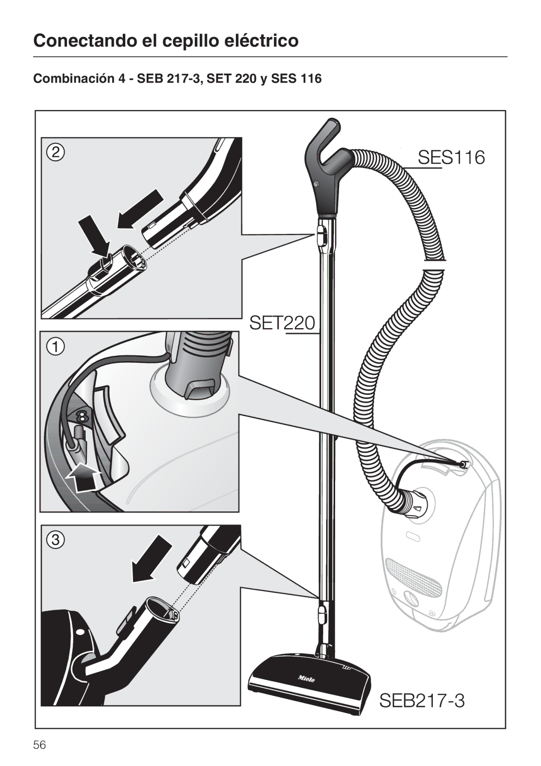 Miele 217-2, 213-2 operating instructions Combinación 4 SEB 217-3, SET 220 y SES 