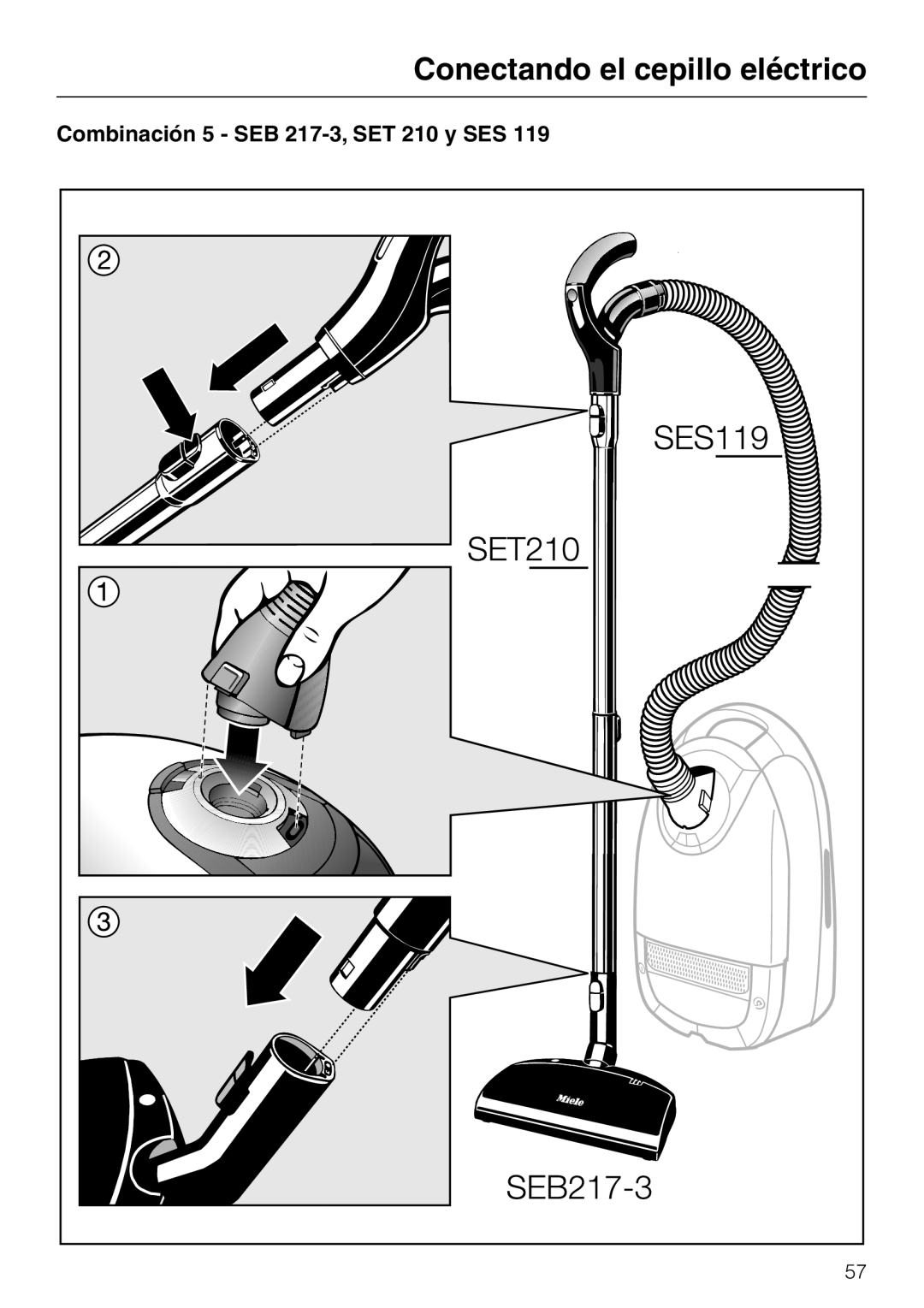 Miele 217-2, 213-2 operating instructions Combinación 5 SEB 217-3, SET 210 y SES 