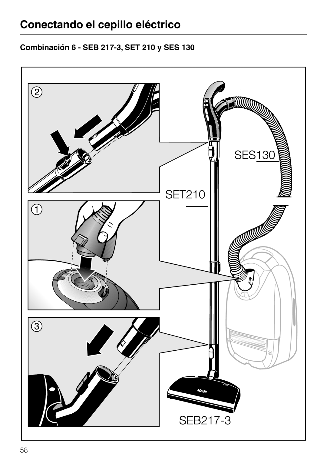 Miele 217-2, 213-2 operating instructions Combinación 6 SEB 217-3, SET 210 y SES 