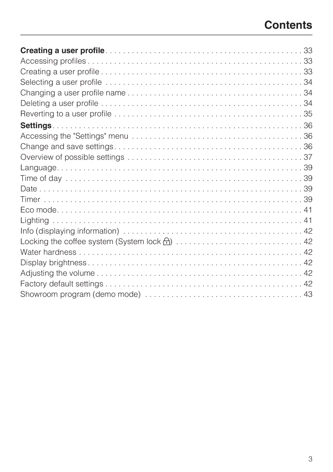 Miele 9741510 installation instructions Contents 