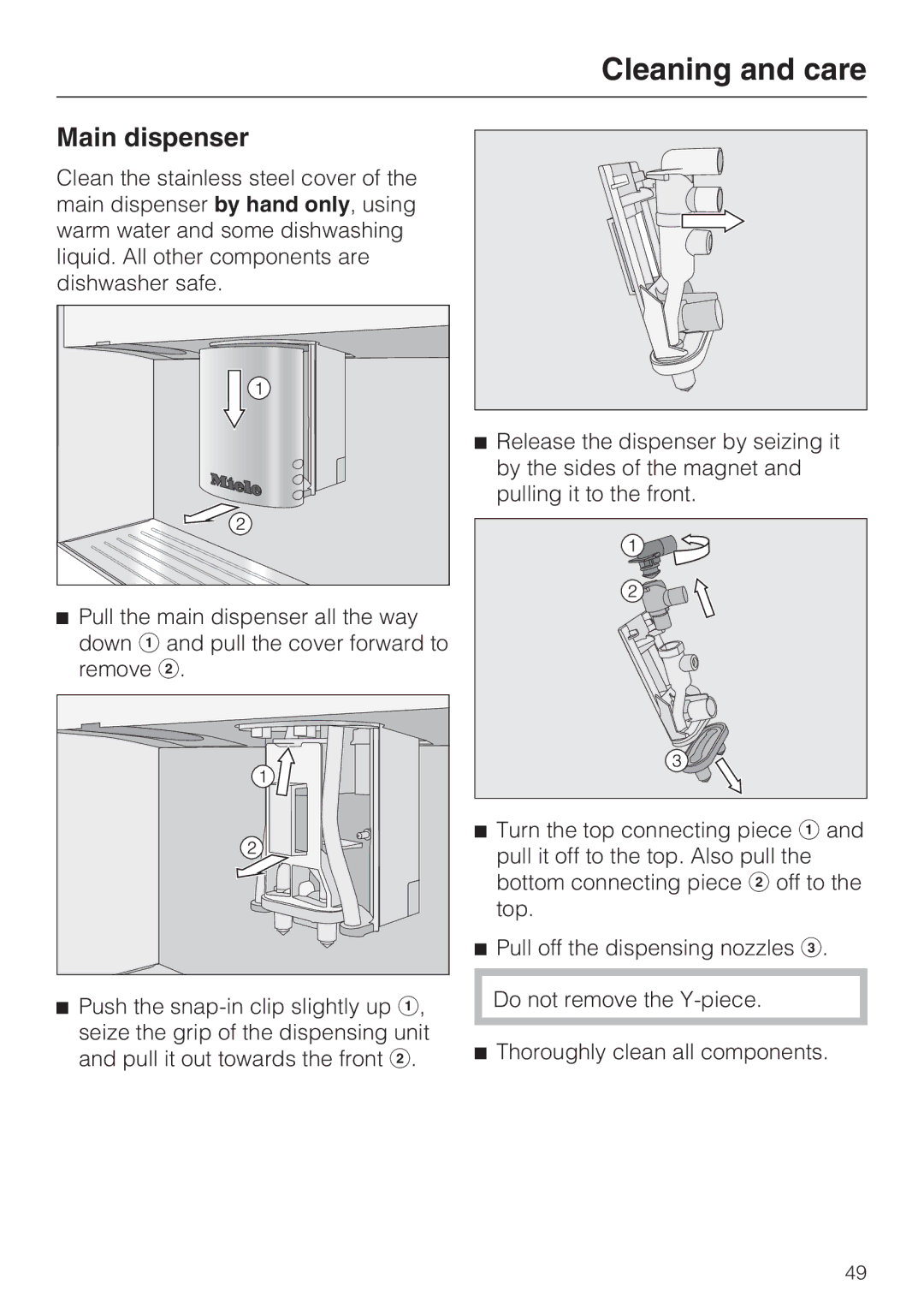 Miele 9741510 installation instructions Main dispenser 