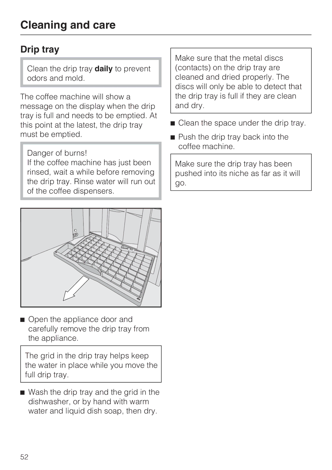 Miele 9741510 installation instructions Drip tray 