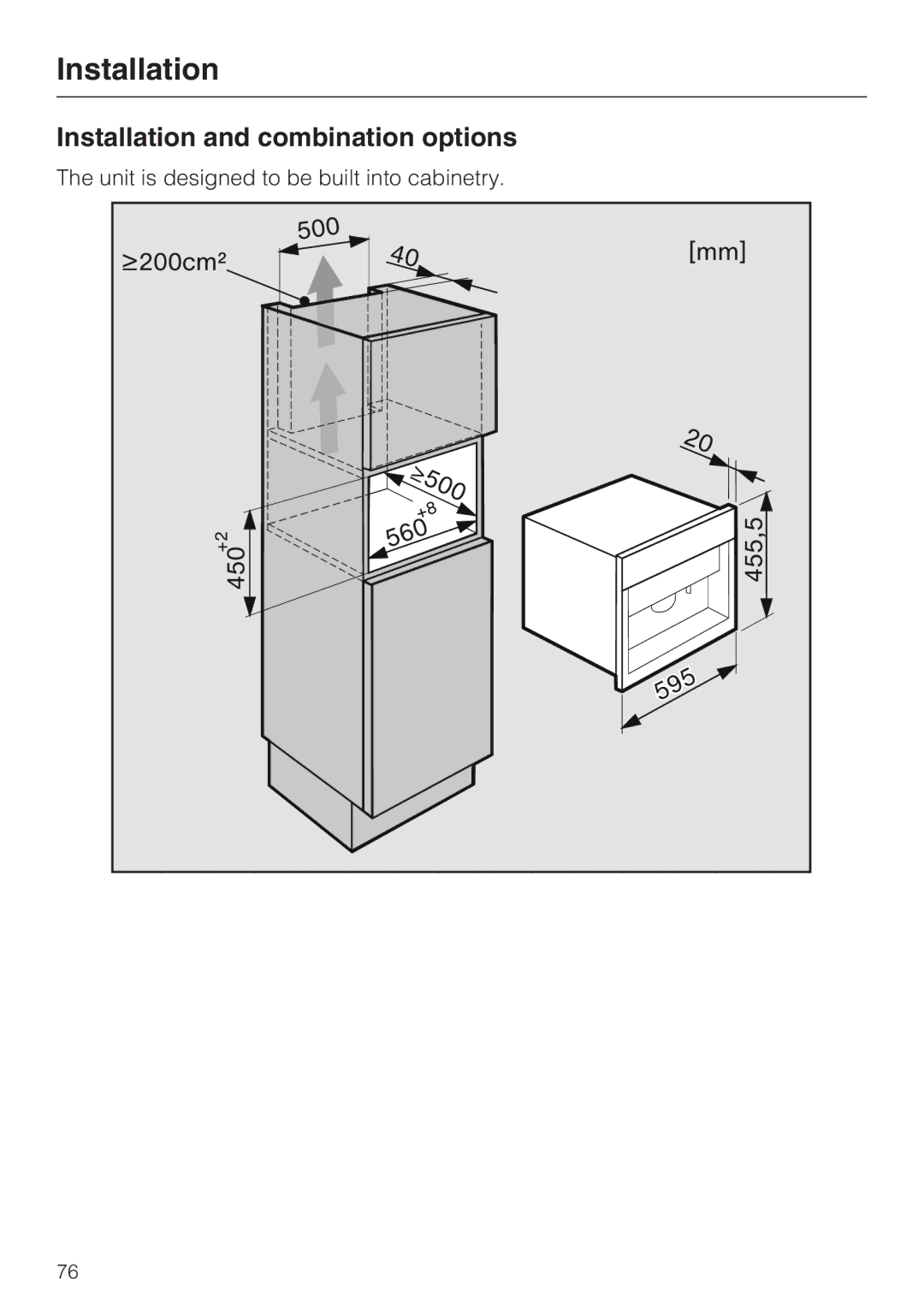 Miele 9741510 installation instructions Installation and combination options 