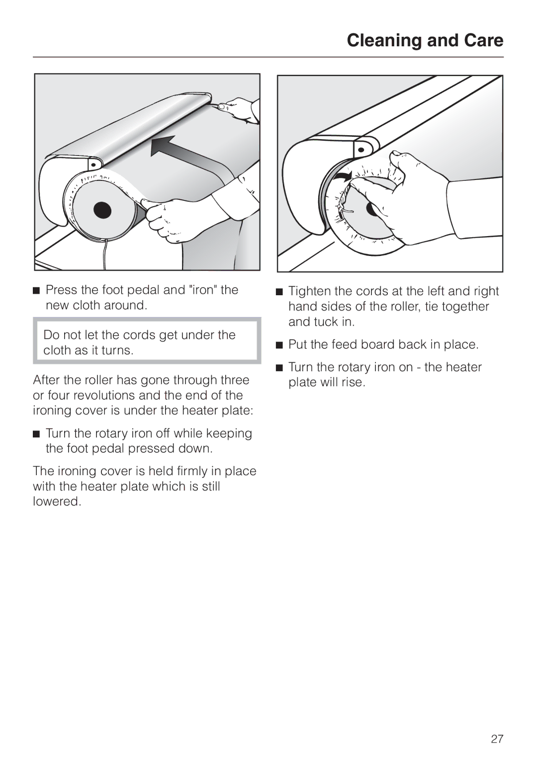 Miele B 890 operating instructions Cleaning and Care 