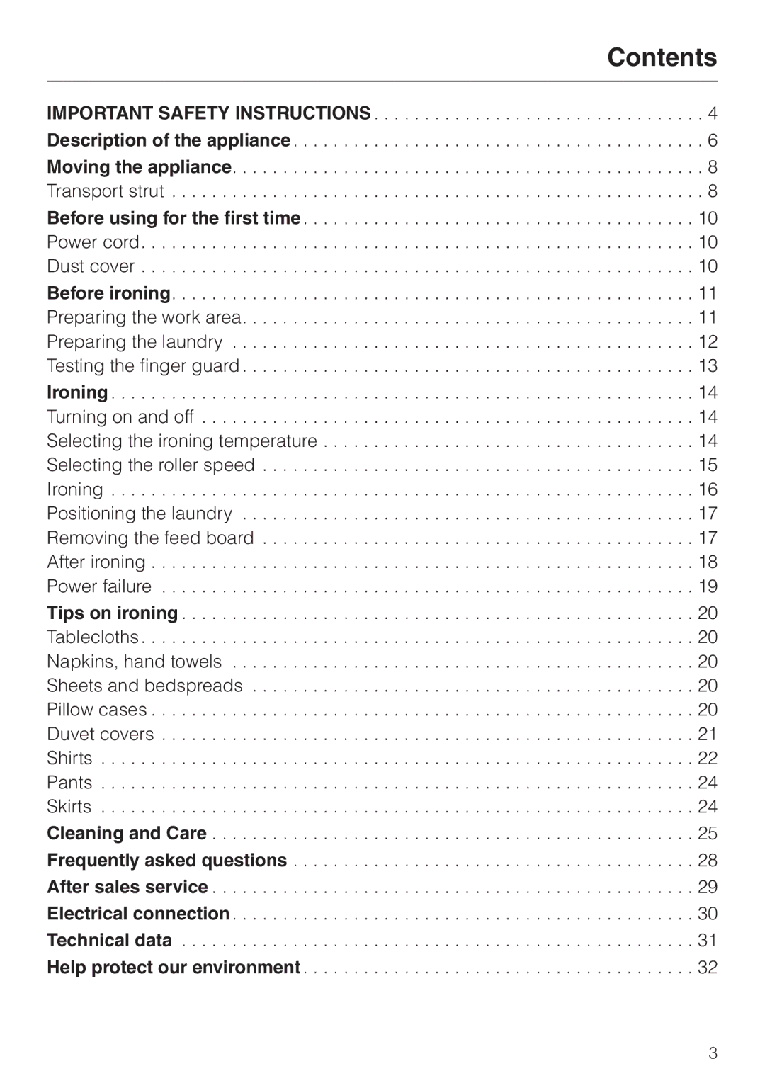 Miele B 890 operating instructions Contents 