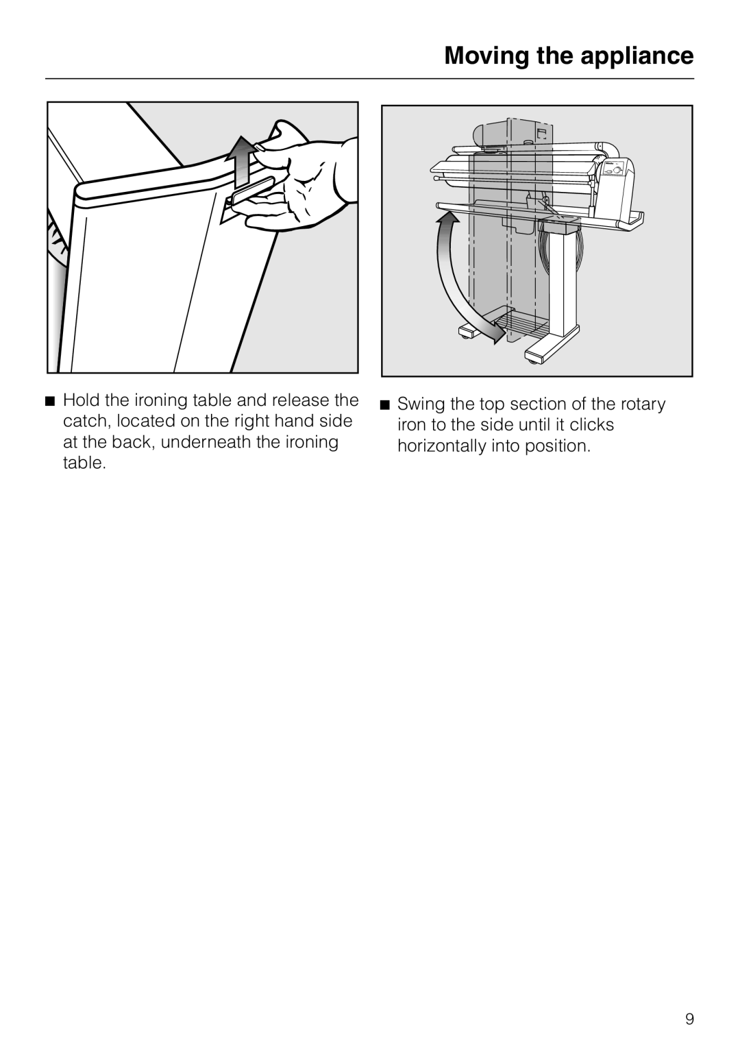 Miele B 890 operating instructions Moving the appliance 