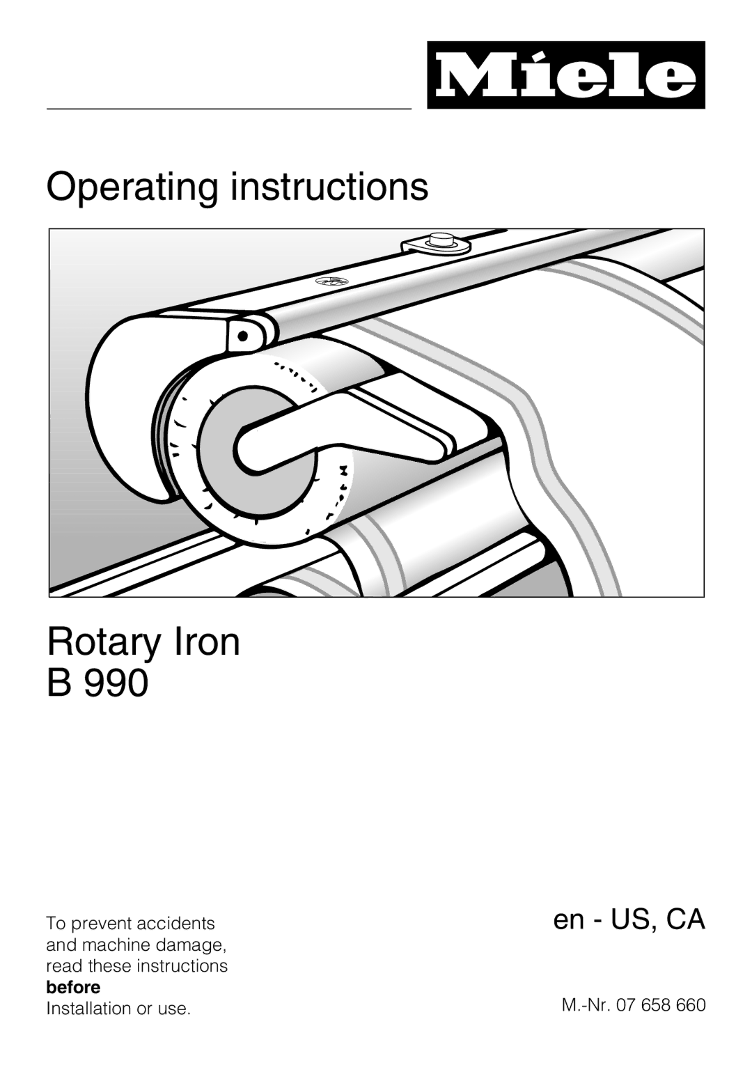 Miele B990 operating instructions Operating instructions Rotary Iron 990 