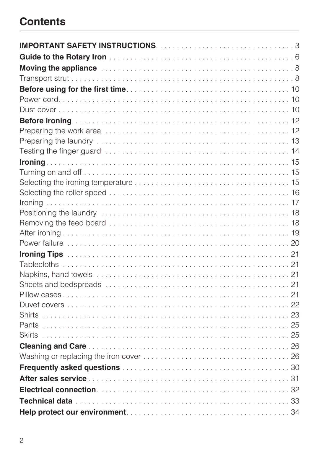 Miele B990 operating instructions Contents 