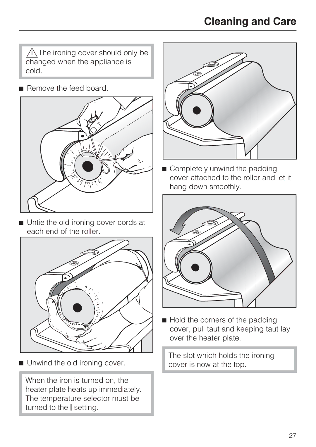 Miele B990 operating instructions Cleaning and Care 