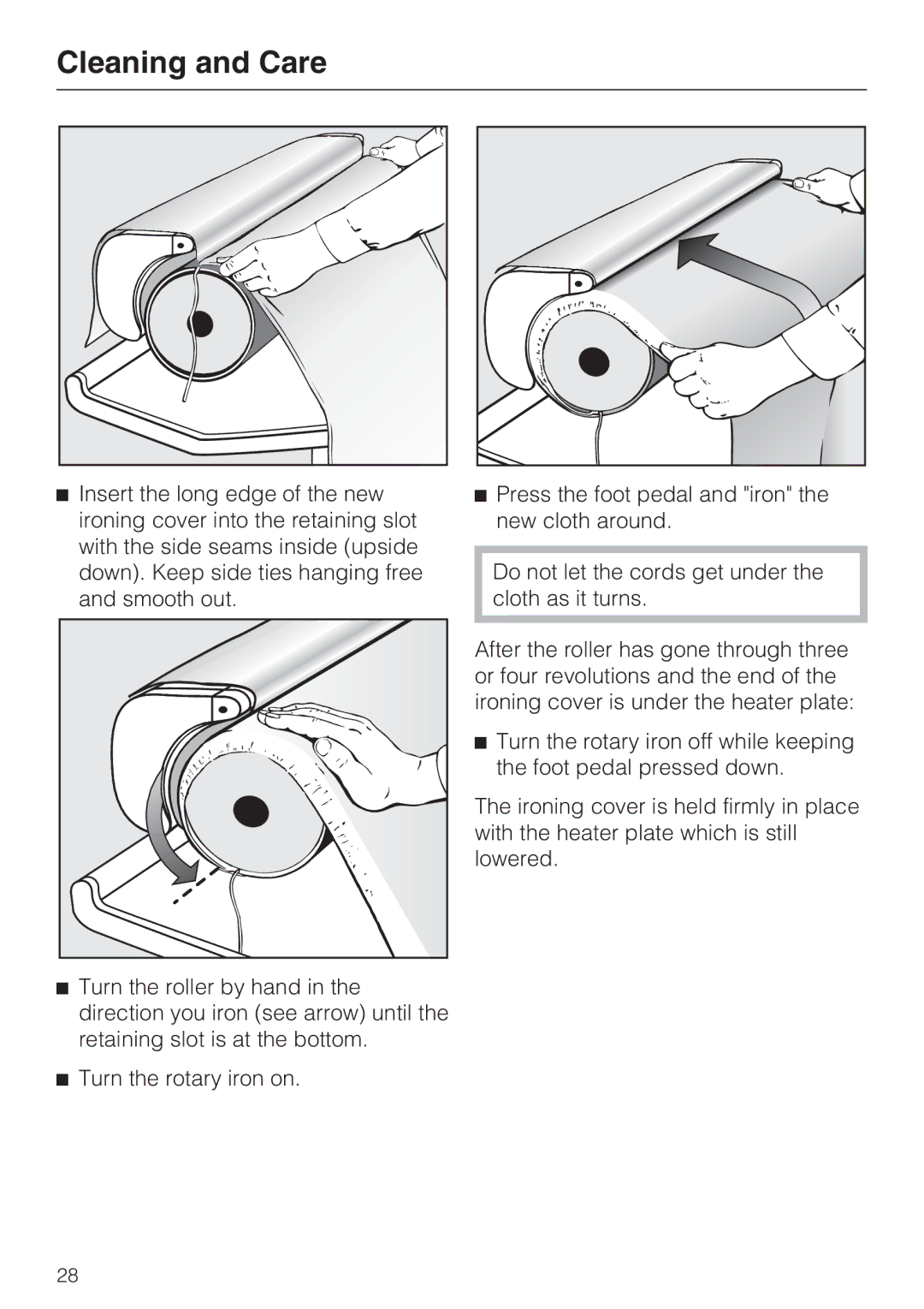 Miele B990 operating instructions Cleaning and Care 