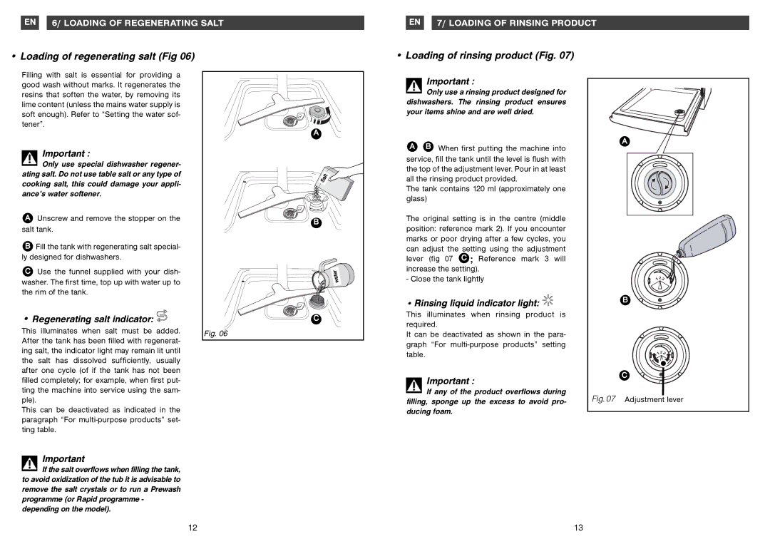 Miele BSD9XP, BFD9XP manual Regenerating salt indicator, Rinsing liquid indicator light 