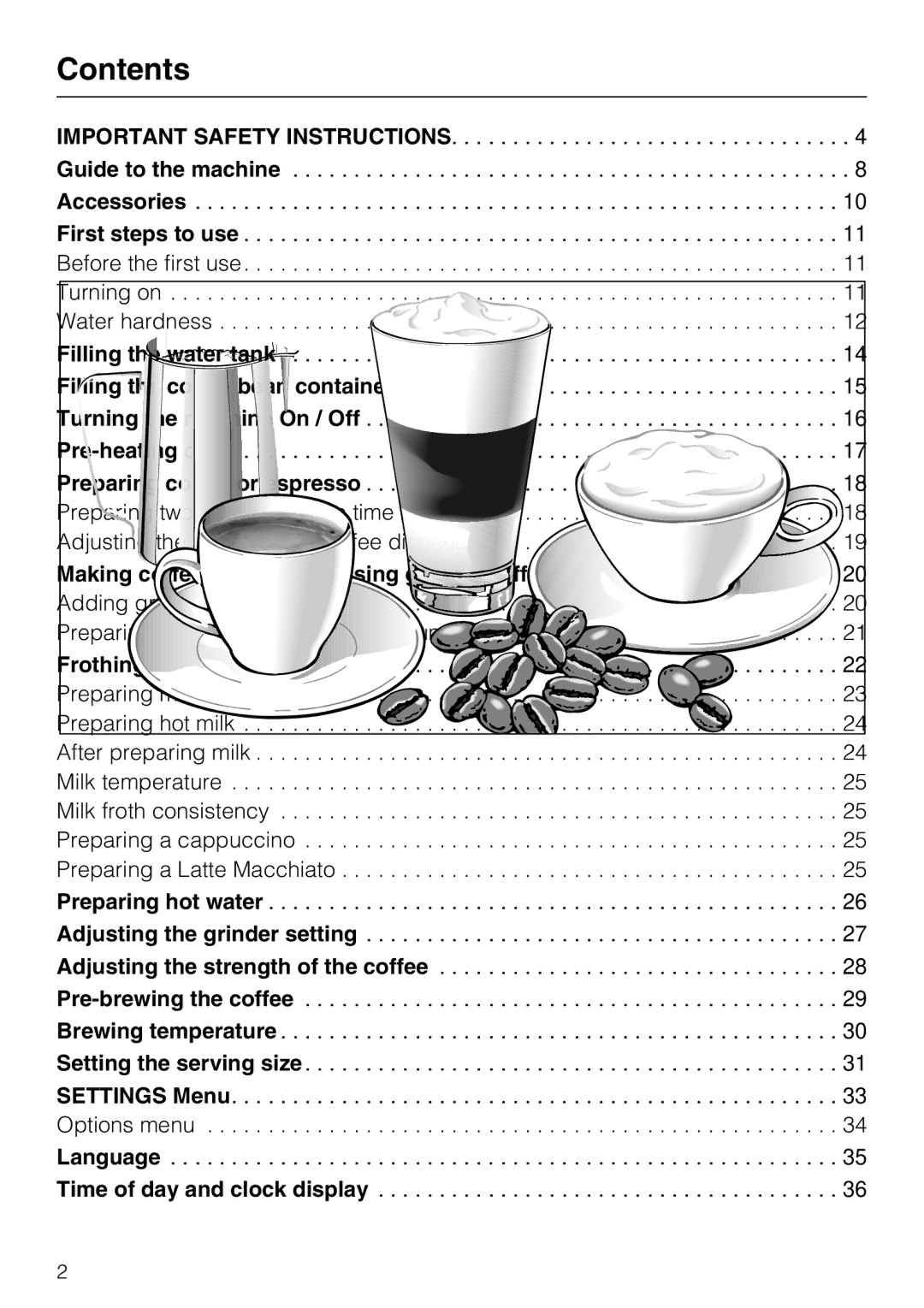 Miele CM 5000 operating instructions Contents 