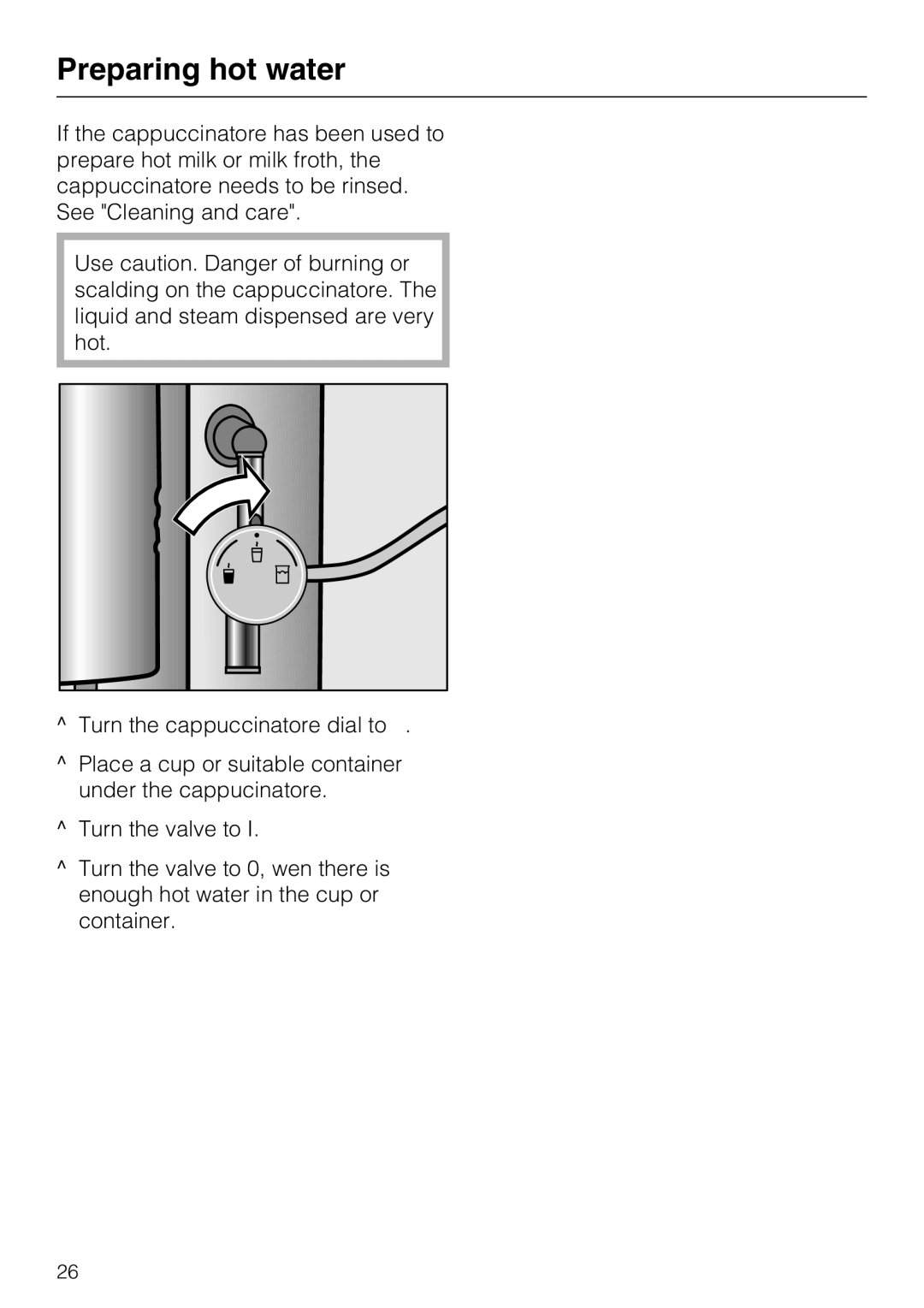 Miele CM 5000 operating instructions Preparing hot water 