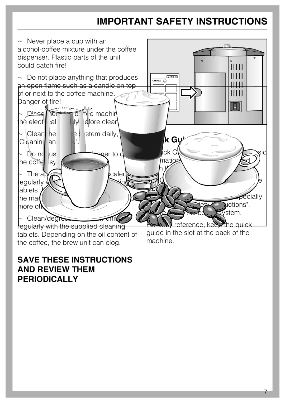 Miele CM 5000 operating instructions Quick Guide 