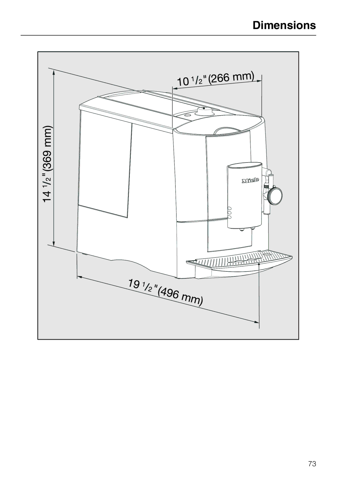 Miele CM 5000 operating instructions Dimensions 