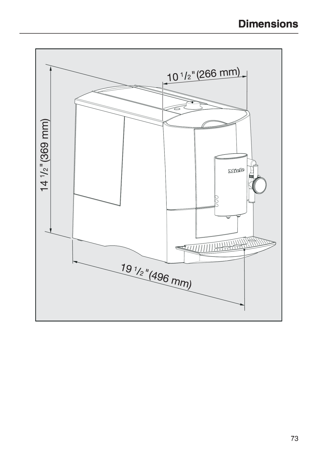 Miele CM 5000 operating instructions Dimensions 