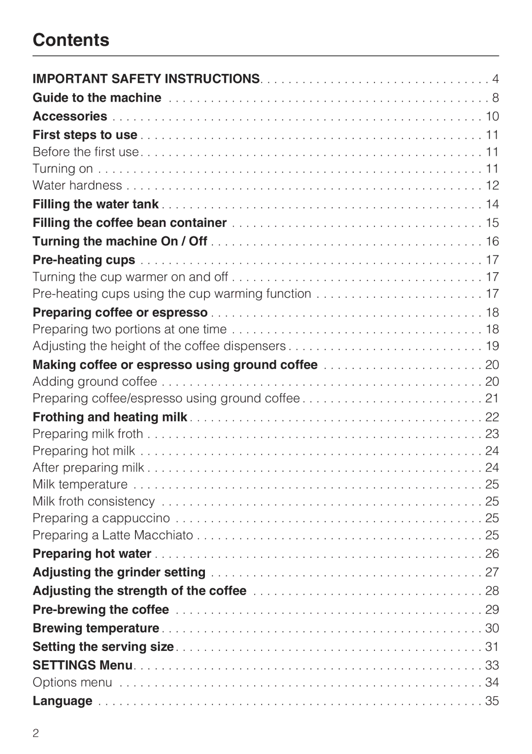 Miele CM 5100, 7995311 manual Contents 