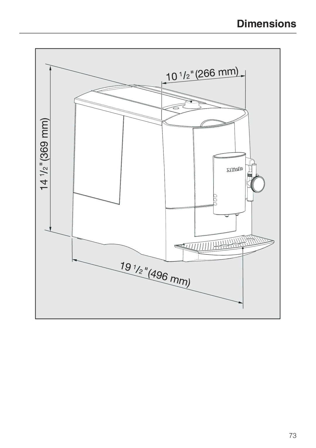 Miele 7995311, CM 5100 manual Dimensions 