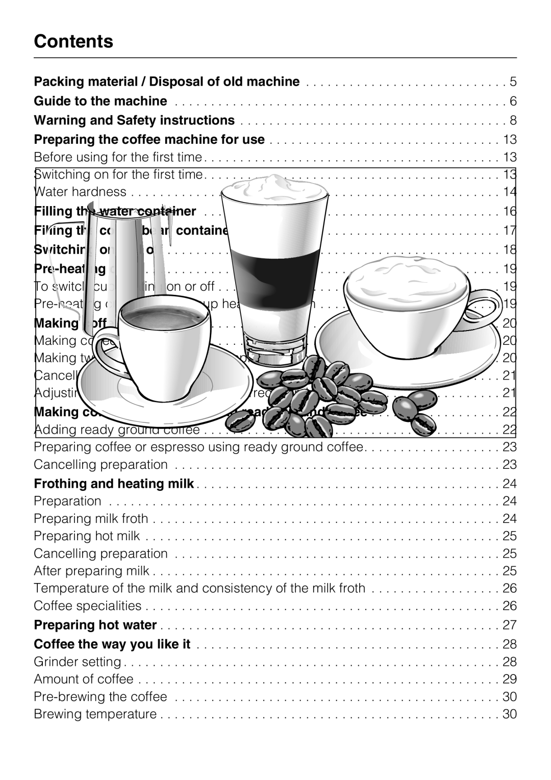 Miele CM 5100 manual Contents 