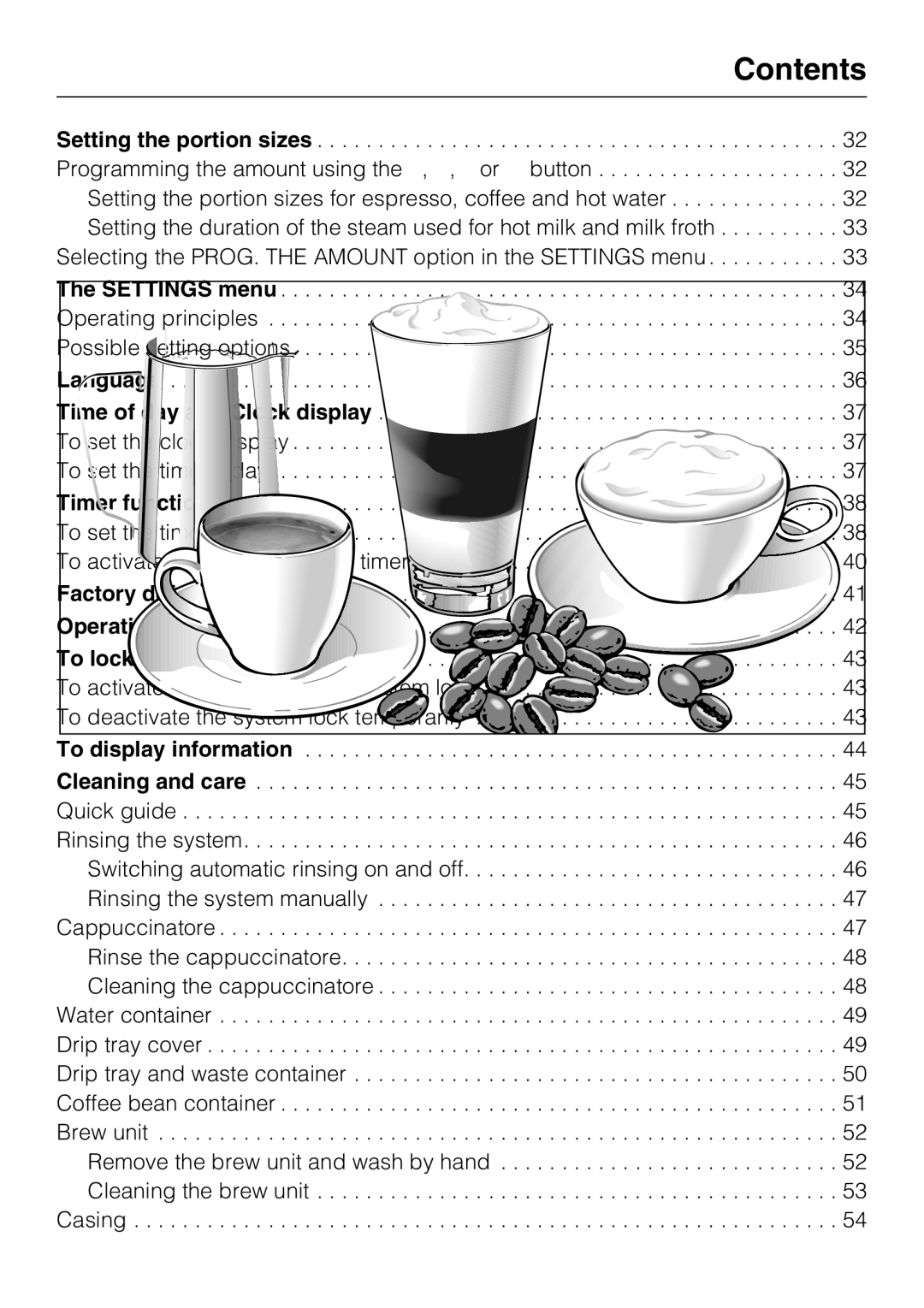 Miele CM 5100 manual Contents 