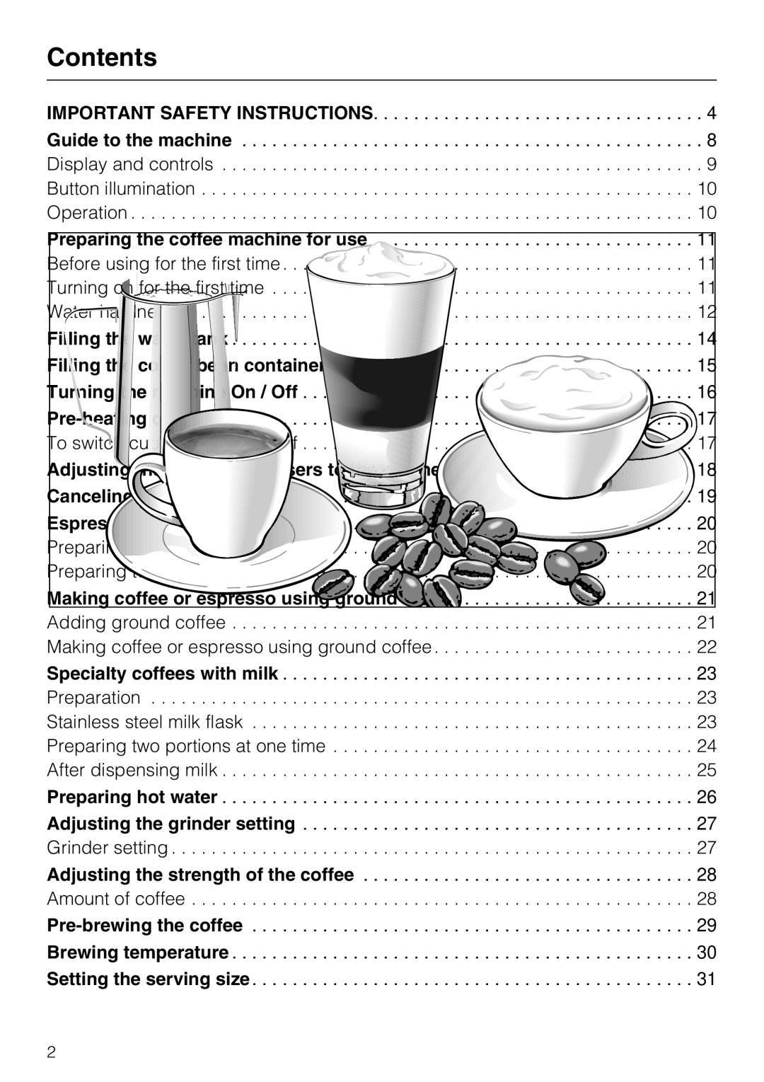 Miele CM 5200 manual Contents 