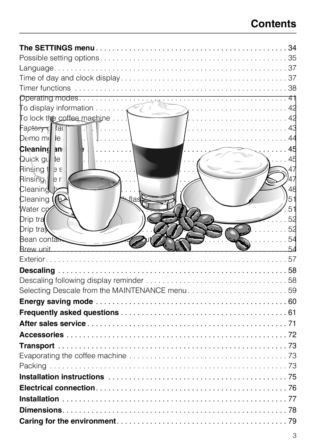 Miele CM 5200 manual Contents 