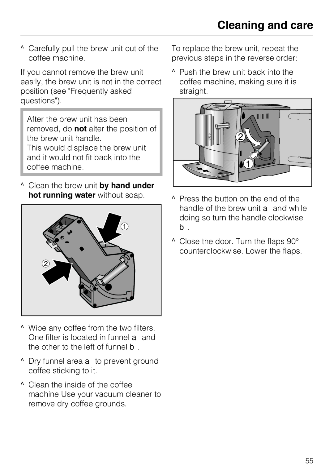 Miele CM 5200 manual Cleaning and care 