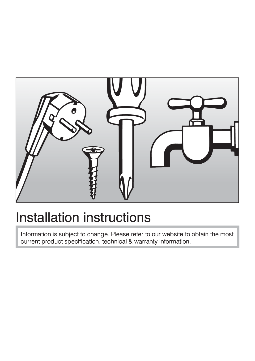 Miele CM 5200 manual Installation instructions 