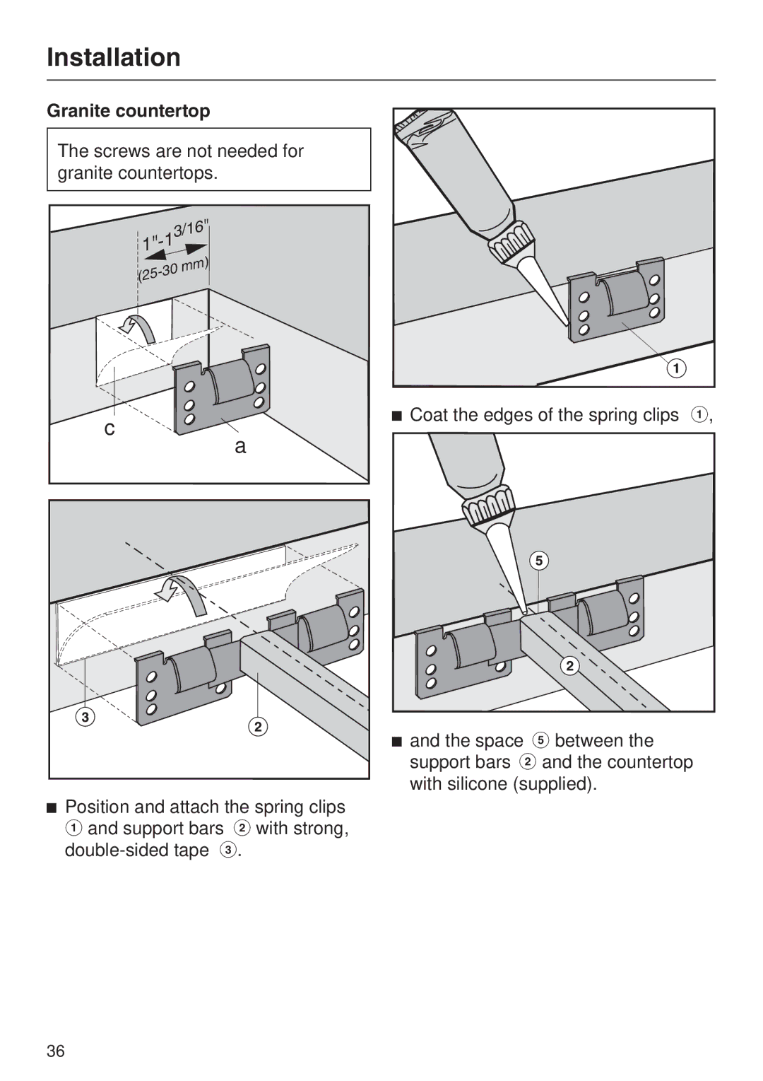 Miele CS 1011 installation instructions Granite countertop 