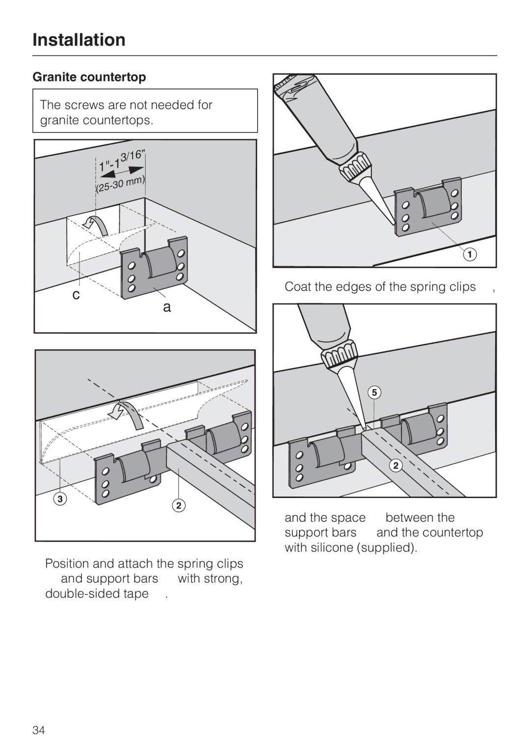 Miele CS 1012 installation instructions Granite countertop 