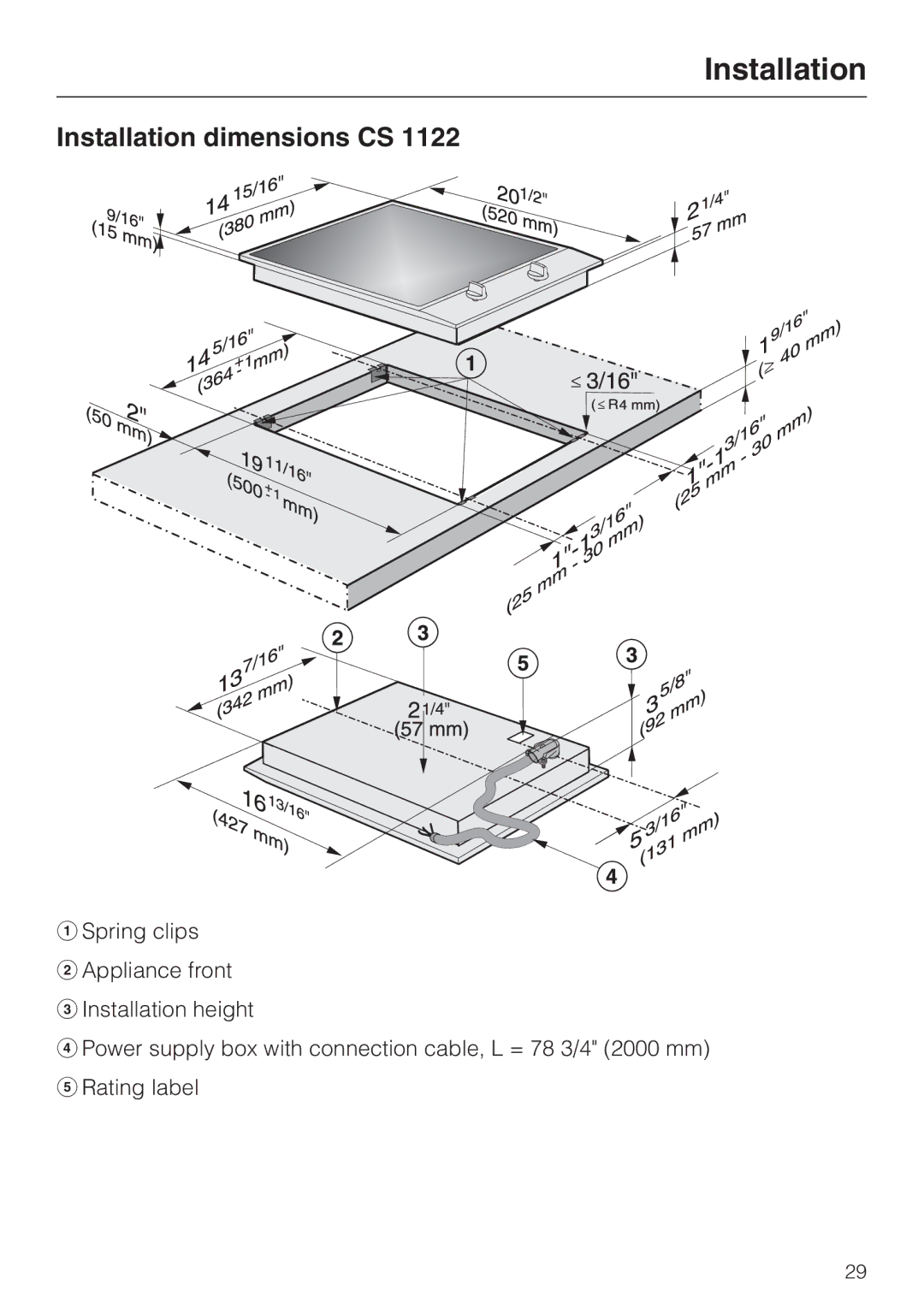 Miele CS 1112, CS 1122 installation instructions Installation 