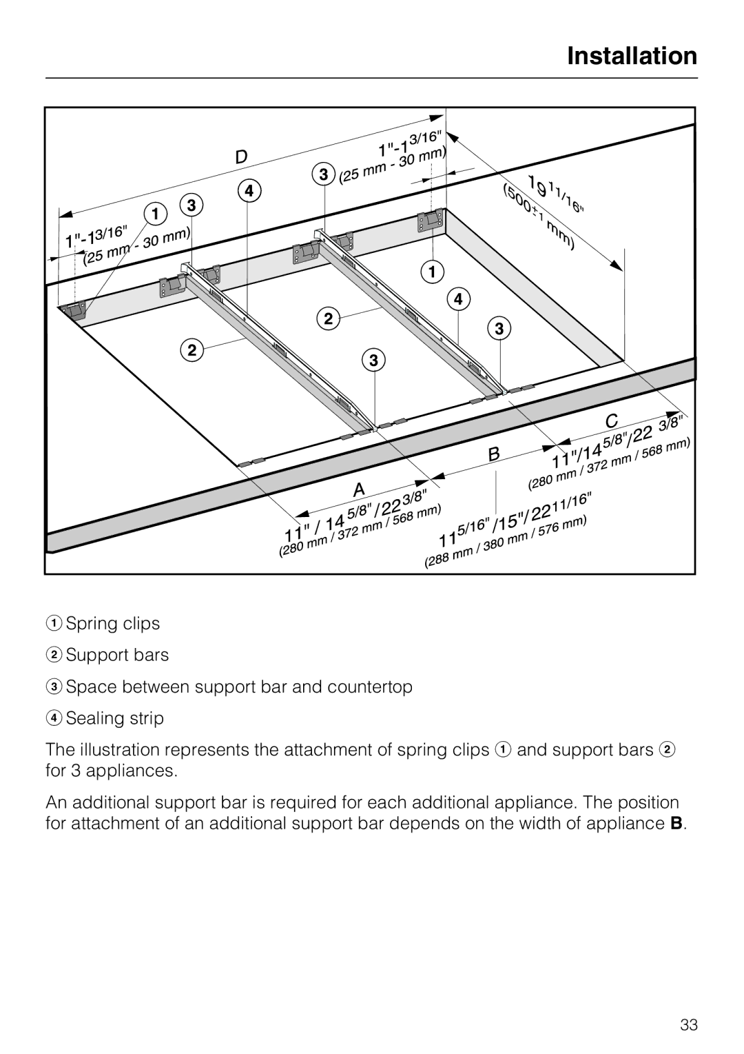 Miele CS1112, CS 1122 installation instructions Installation 