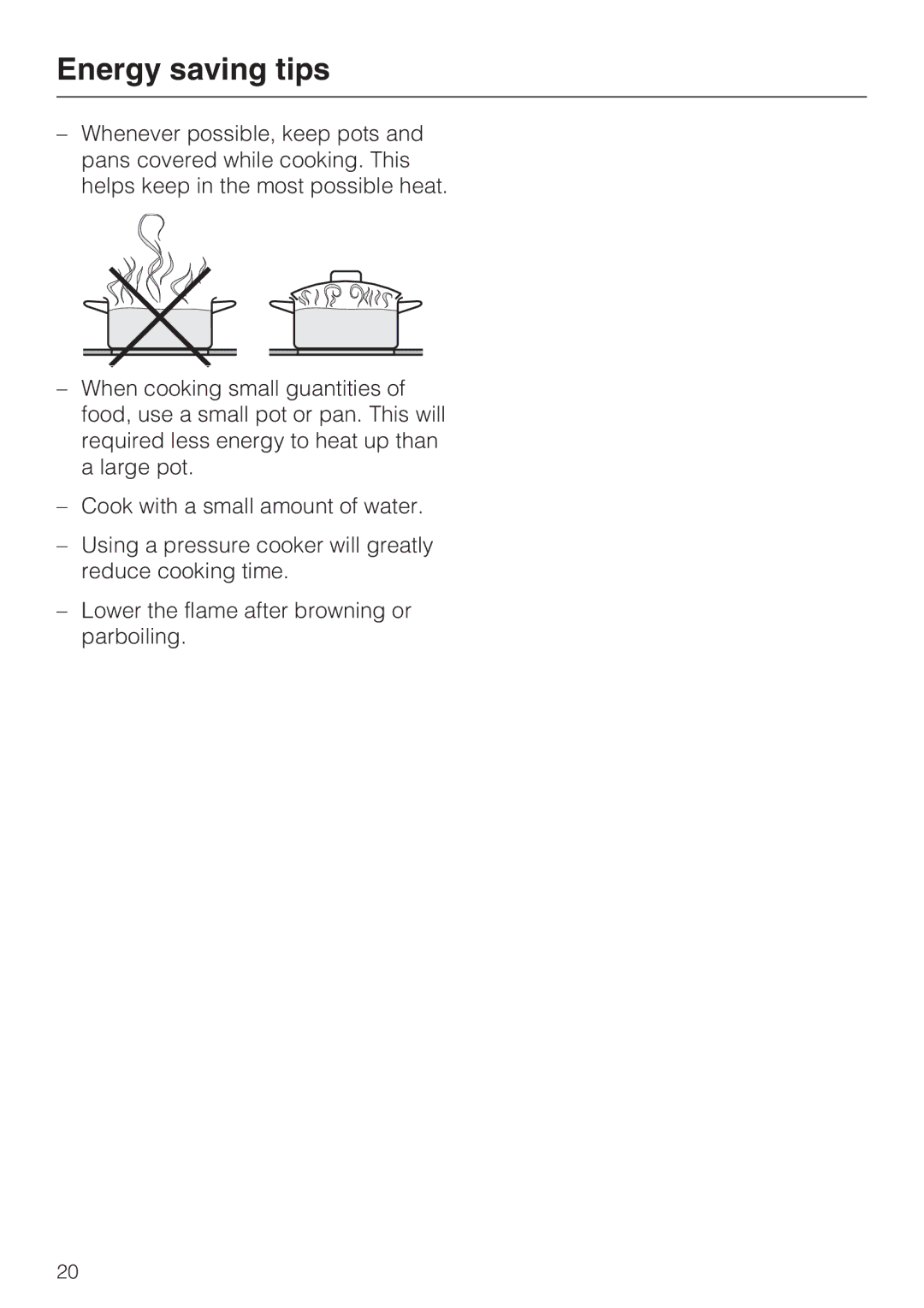 Miele CS 1221 installation instructions Energy saving tips 