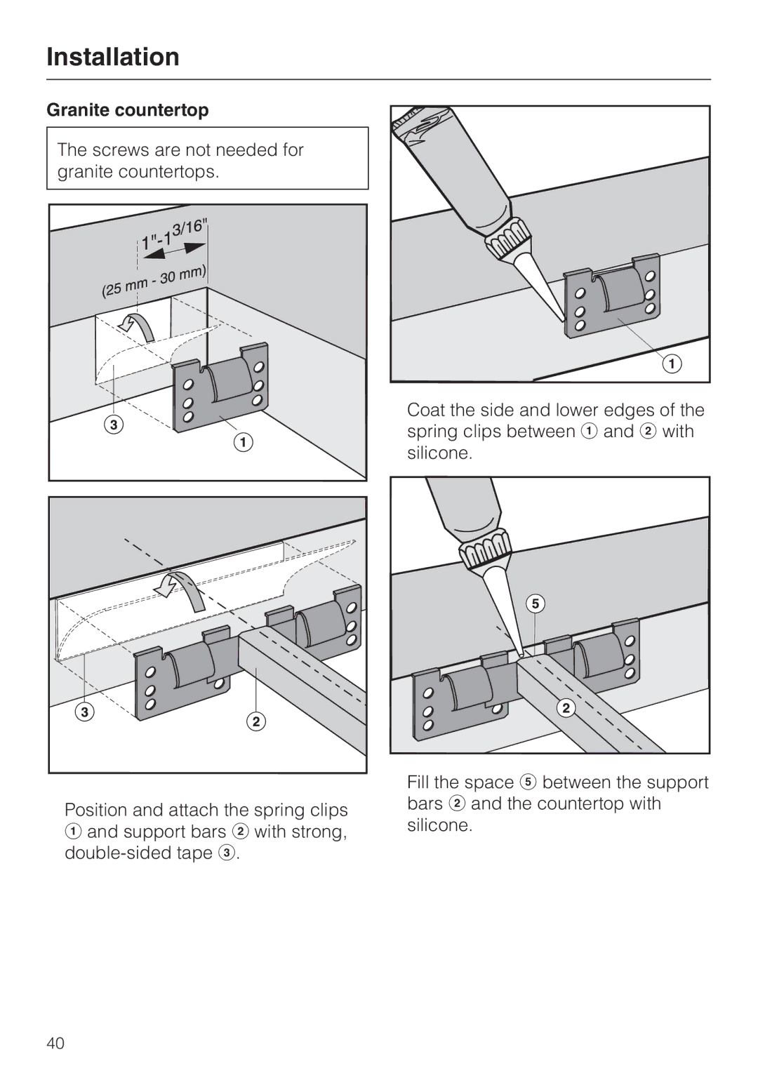 Miele CS 1221 installation instructions Granite countertop 