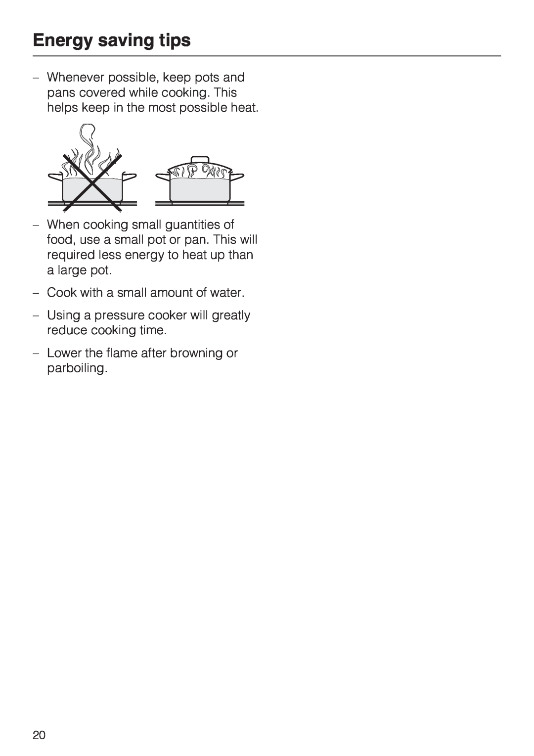 Miele CS 1221 installation instructions Energy saving tips 
