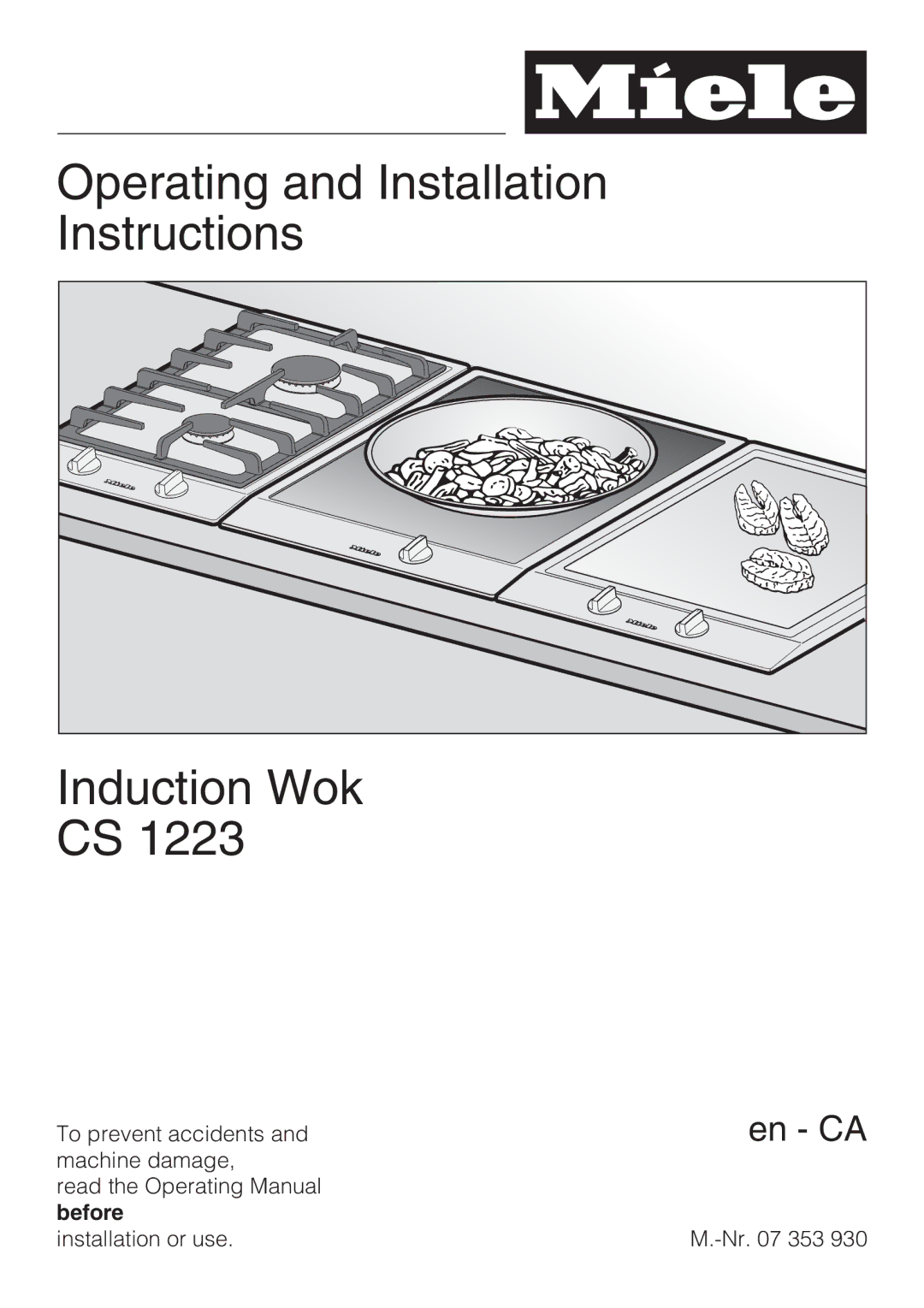 Miele CS 1223 installation instructions Operating and Installation Instructions Induction Wok 