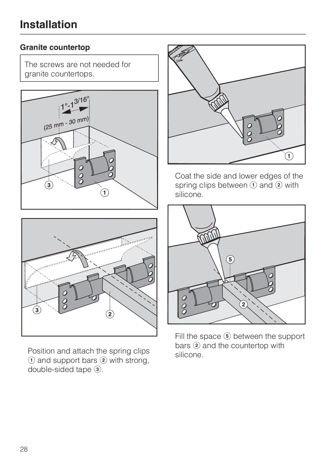 Miele CS 1327 installation instructions Granite countertop 