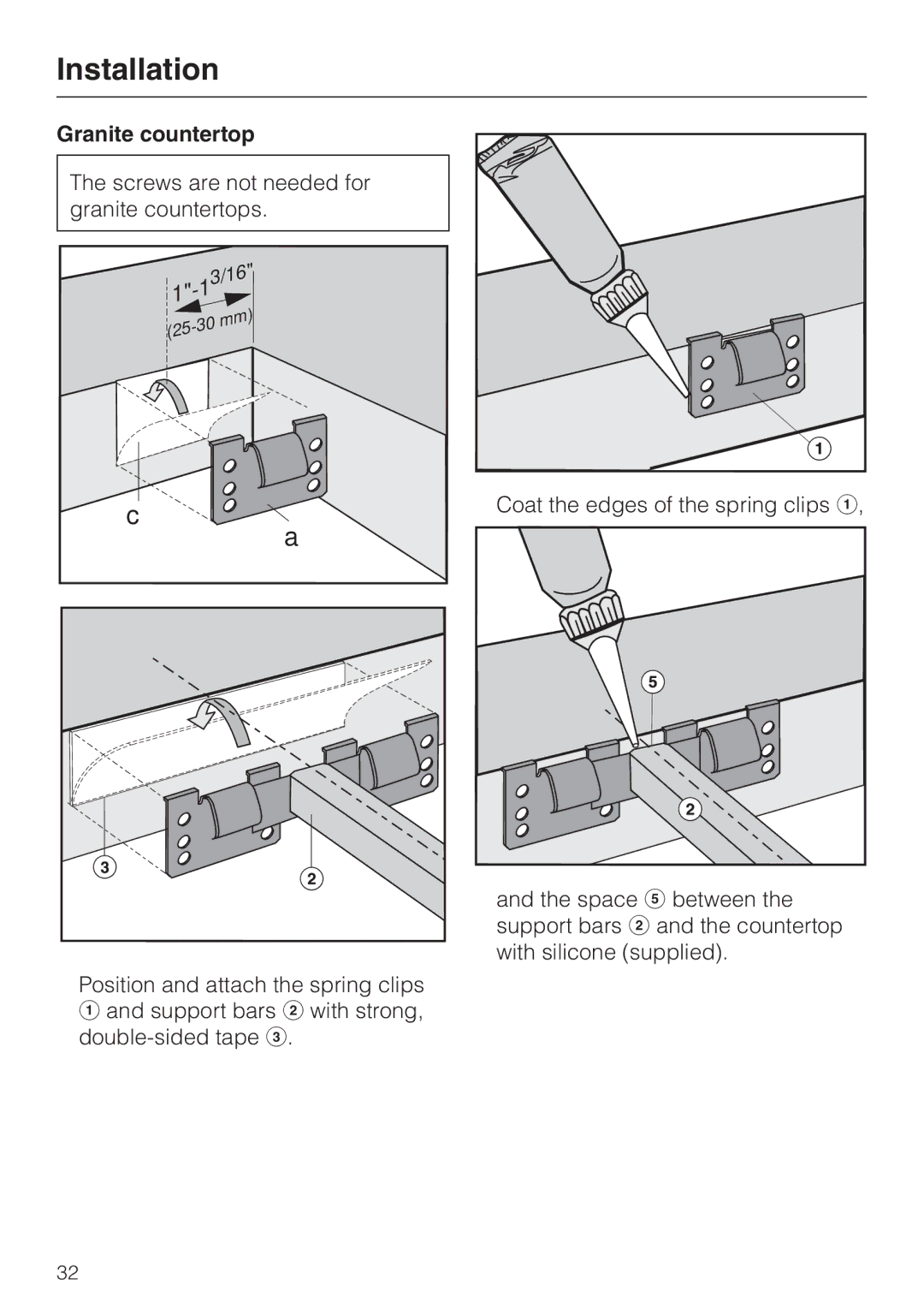 Miele CS1028 installation instructions Granite countertop 