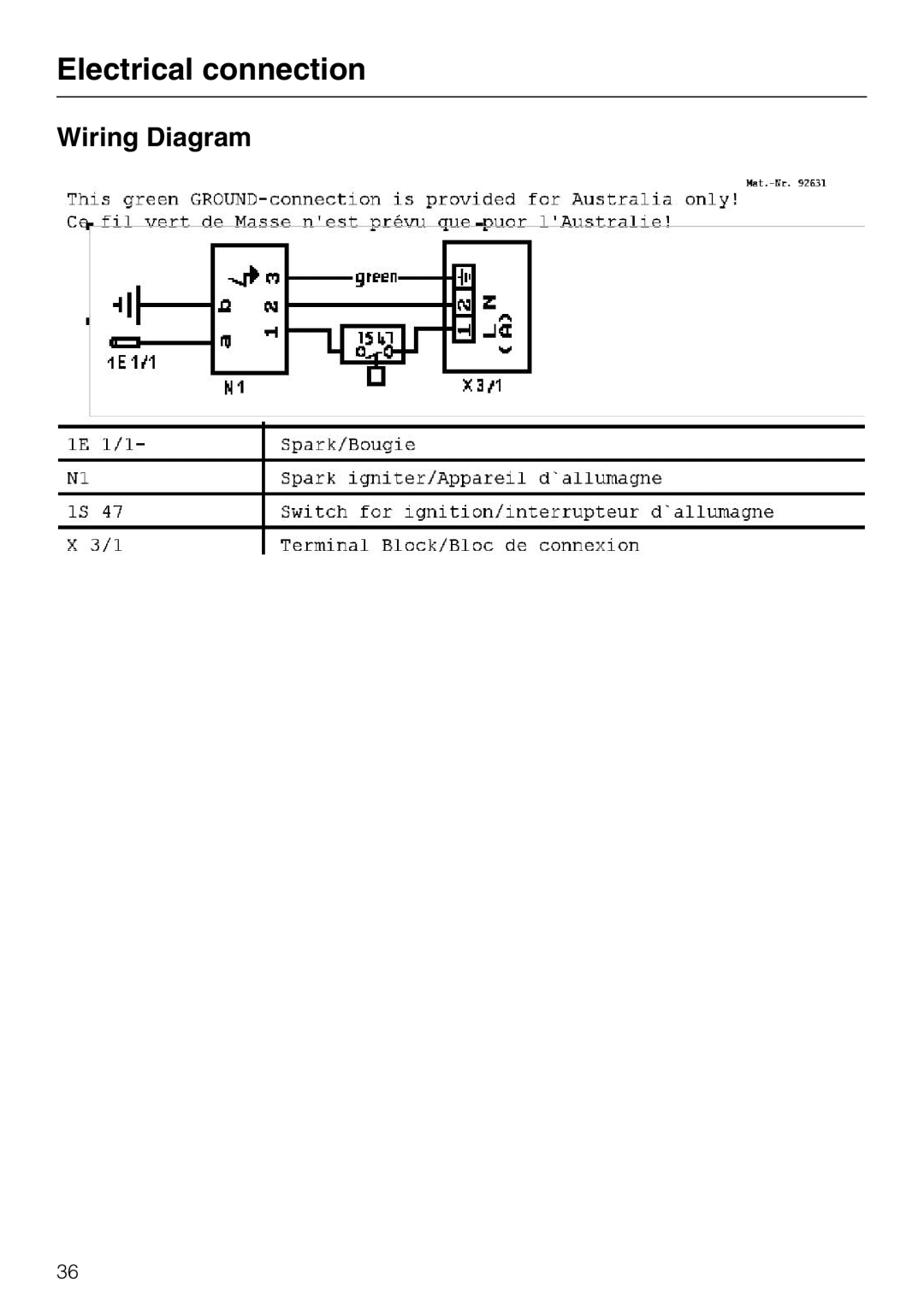 Miele CS1028 installation instructions Wiring Diagram, Electrical connection 