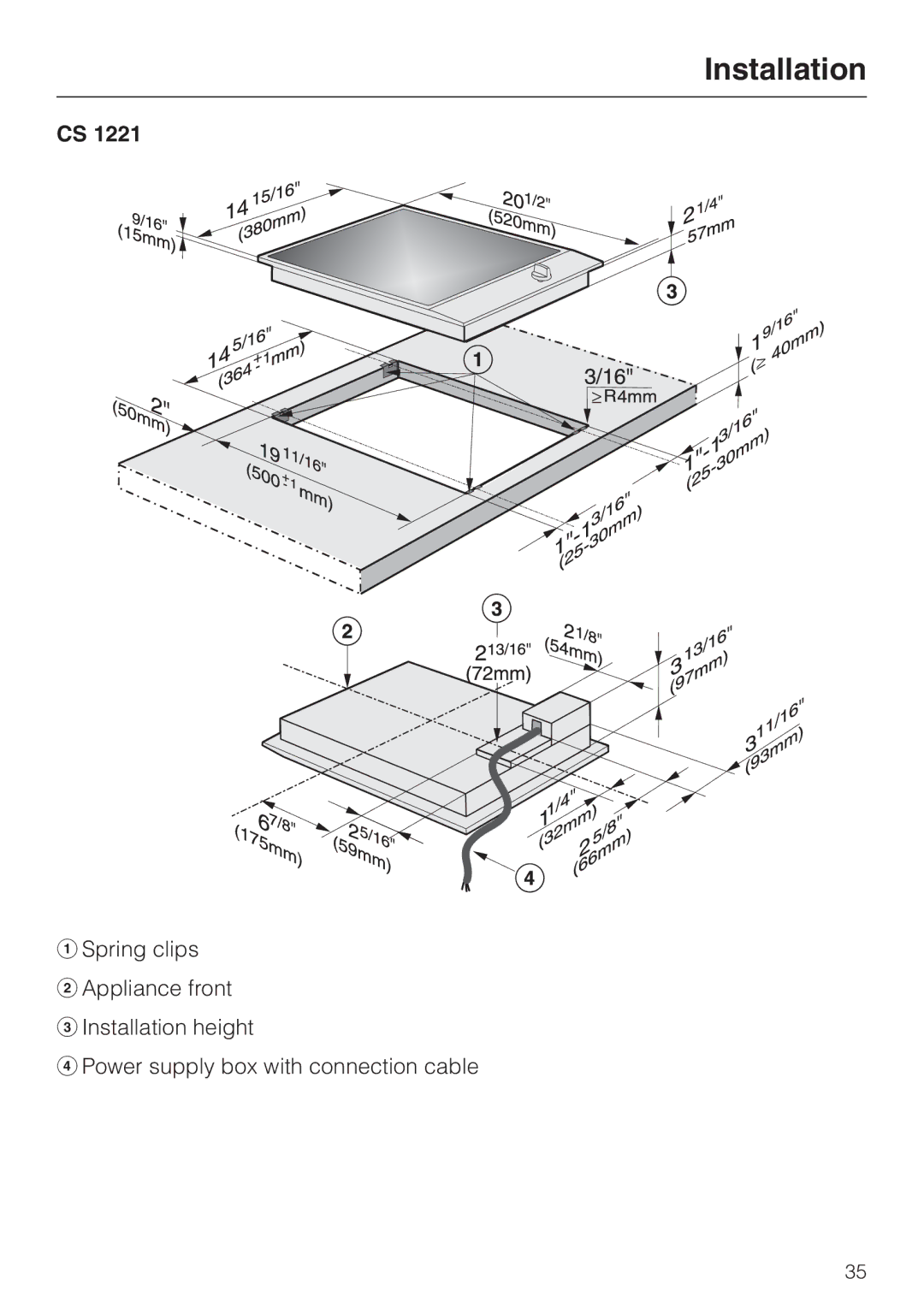 Miele CS1212 installation instructions Installation 