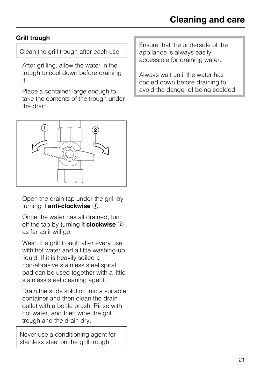 Miele CS1312, CS1322 installation instructions Grill trough 