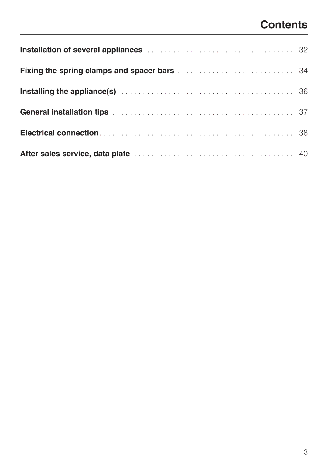 Miele CS1312, CS1322 installation instructions Contents 