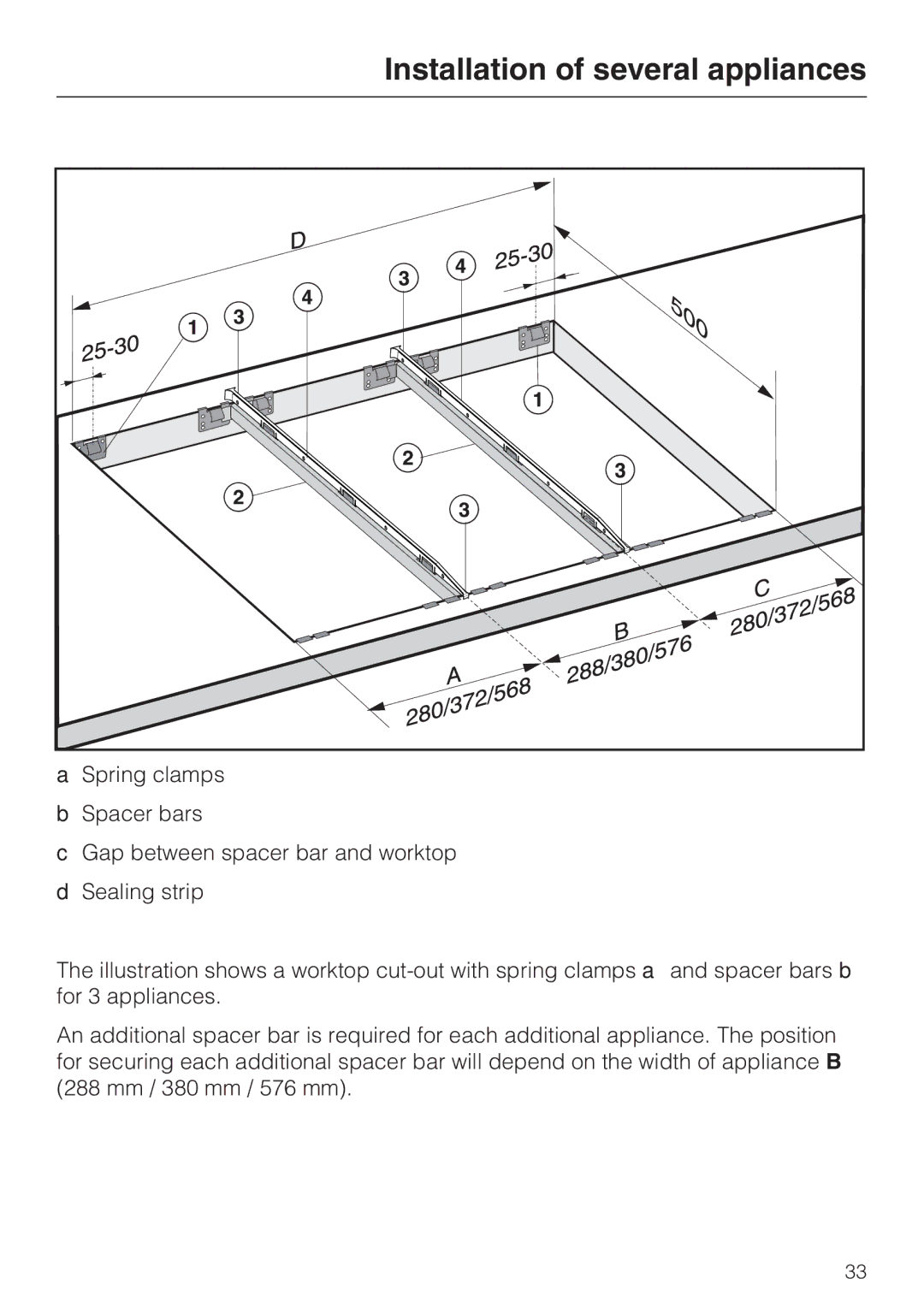 Miele CS1312, CS1322 installation instructions Installation of several appliances 