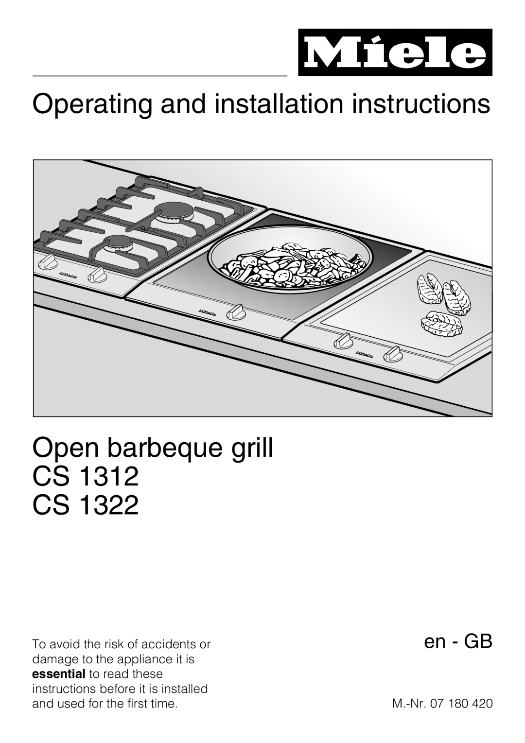 Miele CS1312, CS1322 installation instructions Operating and installation instructions, Open barbeque grill CS CS, en - GB 