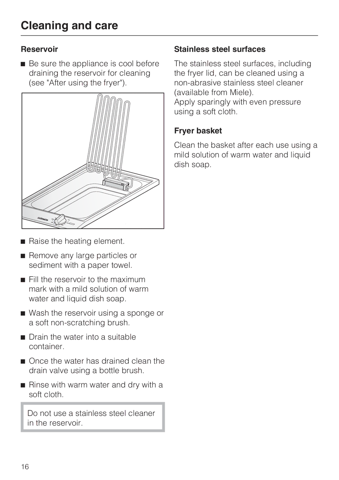 Miele CS1411 installation instructions Fryer basket 