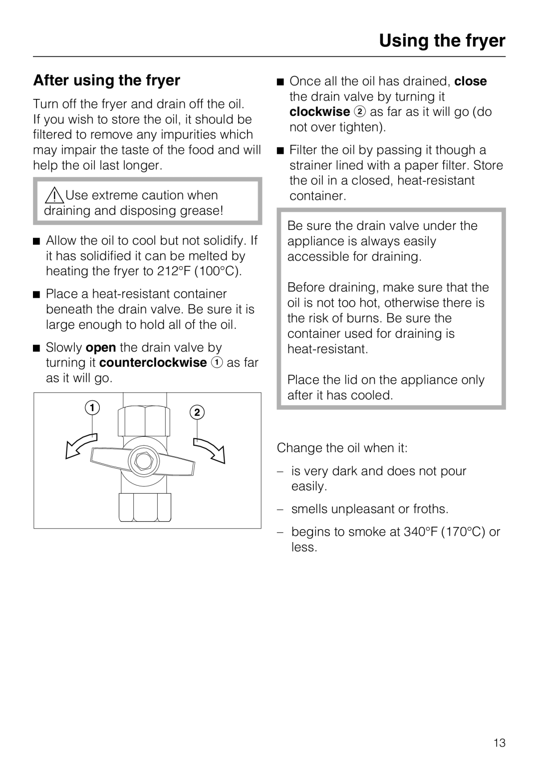Miele CS1411 installation instructions After using the fryer, Using the fryer 