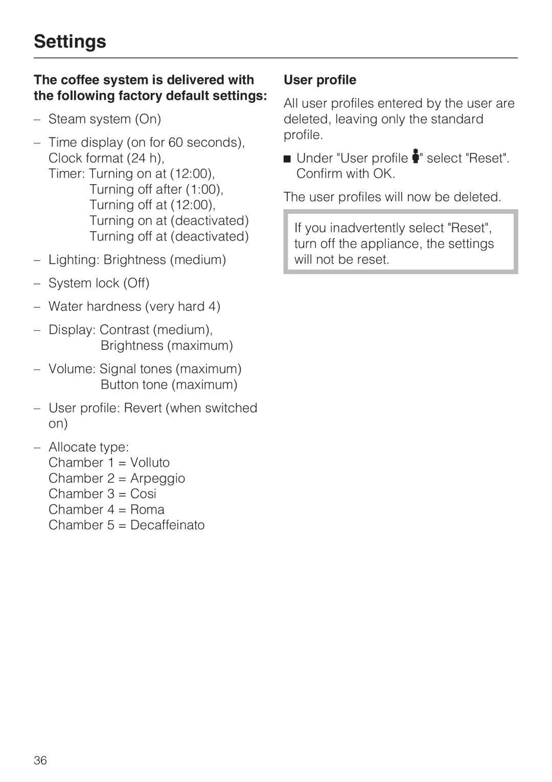 Miele CVA 2652 installation instructions User profile 