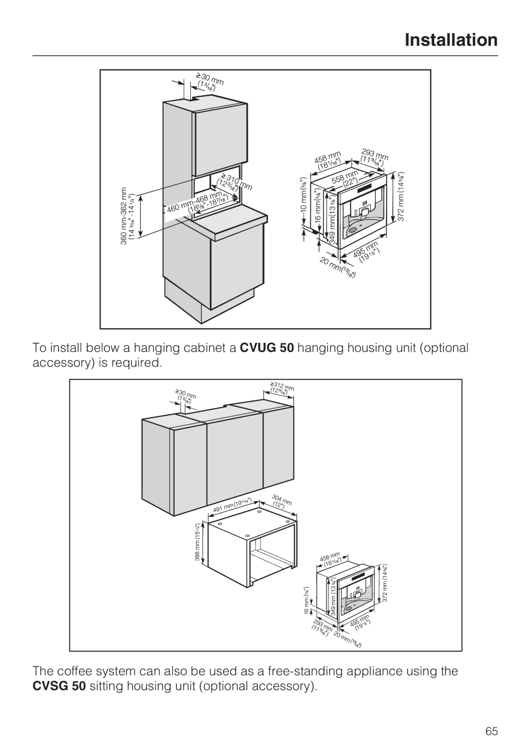 Miele CVA 2652 installation instructions Installation 